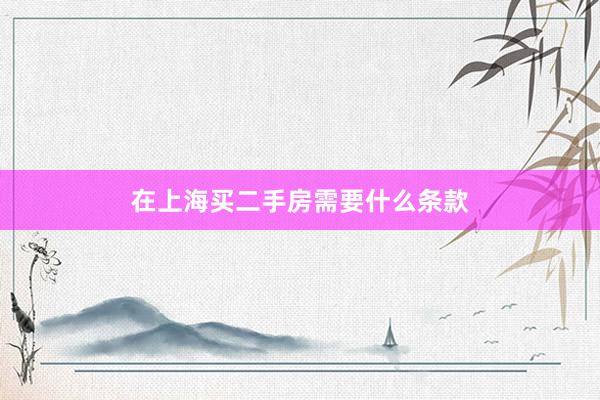 在上海买二手房需要什么条款