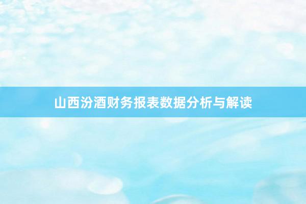 山西汾酒财务报表数据分析与解读